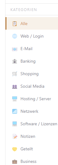 Alle 14 Kategorien in der Sidebar